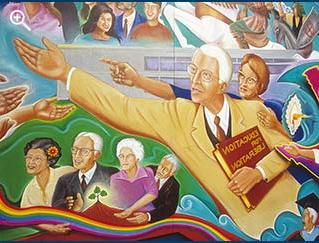 Photo of mural in Candelaria Hall