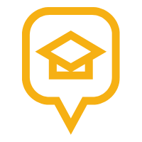 Gold logo of a graduation cap